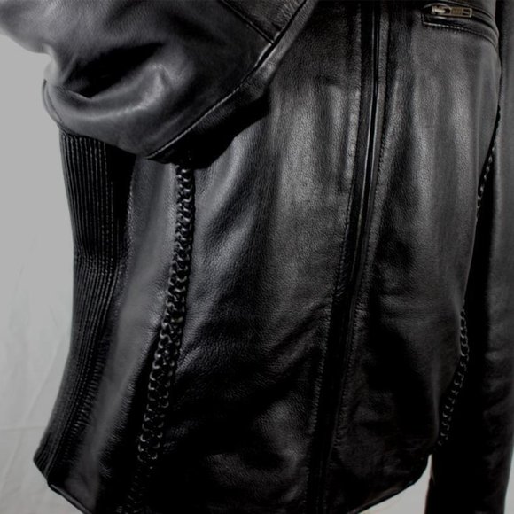 NEW First Classic Leather Gear Black Motorcycle Jacket Women's XL Zip -In Liner - Picture 4 of 7